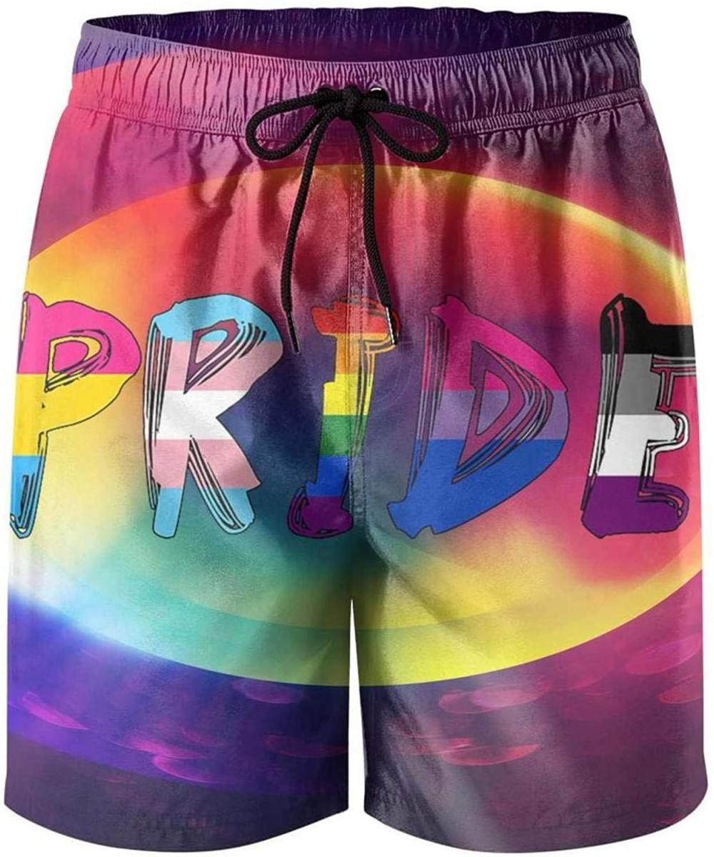 Holiday Leisure Essential- Mens Unique Swim Trunk-Gay-Homosexual-Lesbian-Rainbow-Lips-Pride- Cool Sports Shorts - Gay Pride R...