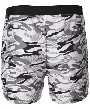 Mens Fashion Camo Mesh Breathable Drawstring Swim Trunks Pockets Outdoor Beach Athletic Shorts Quick Dry Pants - Camouflage -...