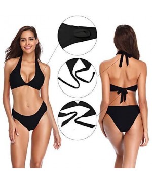 Womens Sexy Criss Cross Two Piece Swimsuits Keyhole Bikini Cheeky Swim Bottom - Manhattan Black - CT18HQR64LC $26.50-Sets