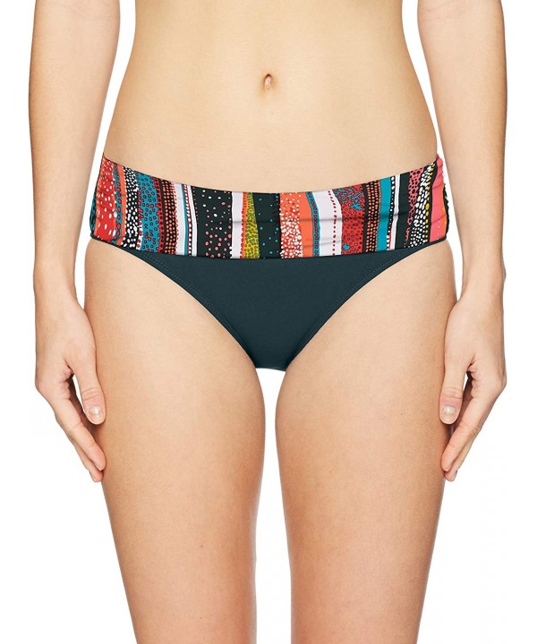 Women's Fold Over Mid-Rise Bikini Bottom Swimsuit - Sand Stripe - CL18ZQ7AKUR $46.46-Tankinis