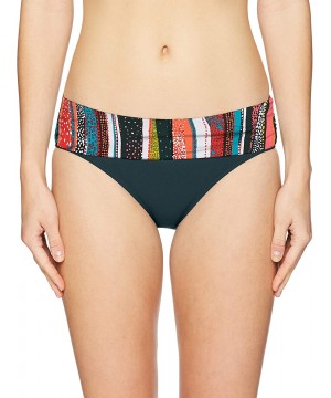 Women's Fold Over Mid-Rise Bikini Bottom Swimsuit - Sand Stripe - CL18ZQ7AKUR $46.46-Tankinis