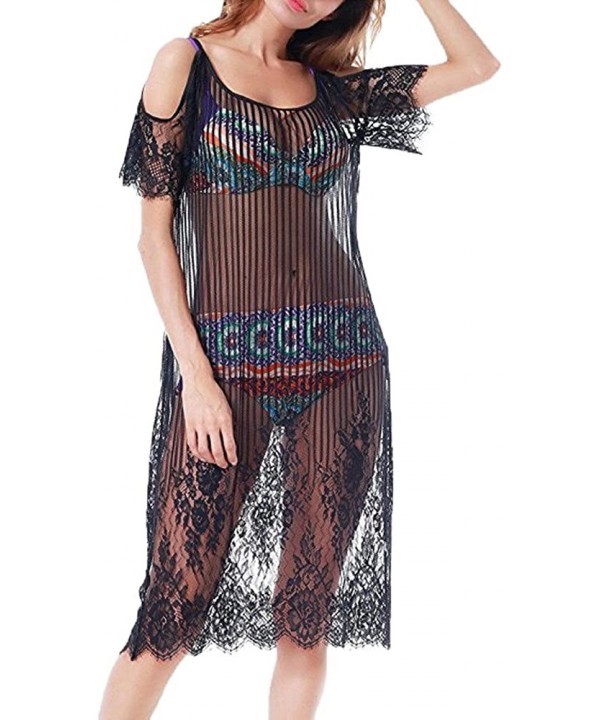 Women Sexy Hollow Tassel Bikini Blouse Swimwear Crochet Smock Fringed Beach Cover Up Bathing Suits - Black-hl2603 - CU18S7R38...