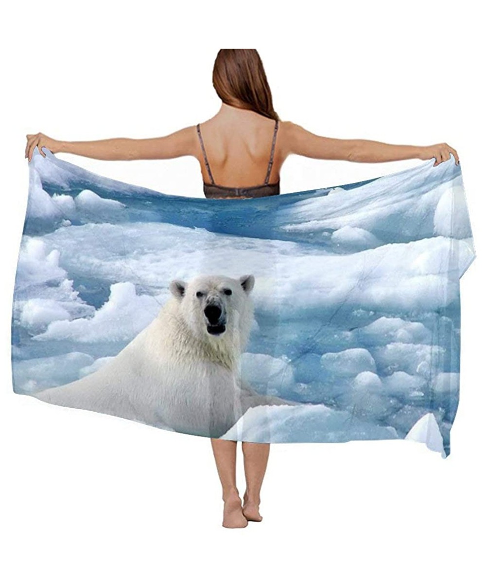 Women Girl Beach Bikini Cover Up Chiffon Sarong Fashion Scarf Shawl Wrap - Ice Cold Polar Bear - C0190HIXS0R $21.50-Cover-Ups