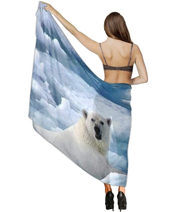 Women Girl Beach Bikini Cover Up Chiffon Sarong Fashion Scarf Shawl Wrap - Ice Cold Polar Bear - C0190HIXS0R $21.50-Cover-Ups