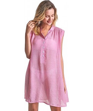 Beach Cover Up Shirt for Women Sleeveless Swing Dress Plus Bathing Suit Swimwear - Pink - CH196OZAZHT $18.59-Cover-Ups