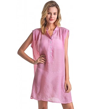 Beach Cover Up Shirt for Women Sleeveless Swing Dress Plus Bathing Suit Swimwear - Pink - CH196OZAZHT $18.59-Cover-Ups