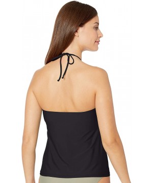 Athena Women's High Neck Halter Swimsuit Tankini Top with Beaded Detail- Solids - Solids Black - C918HLCAMYE $24.41-Tankinis