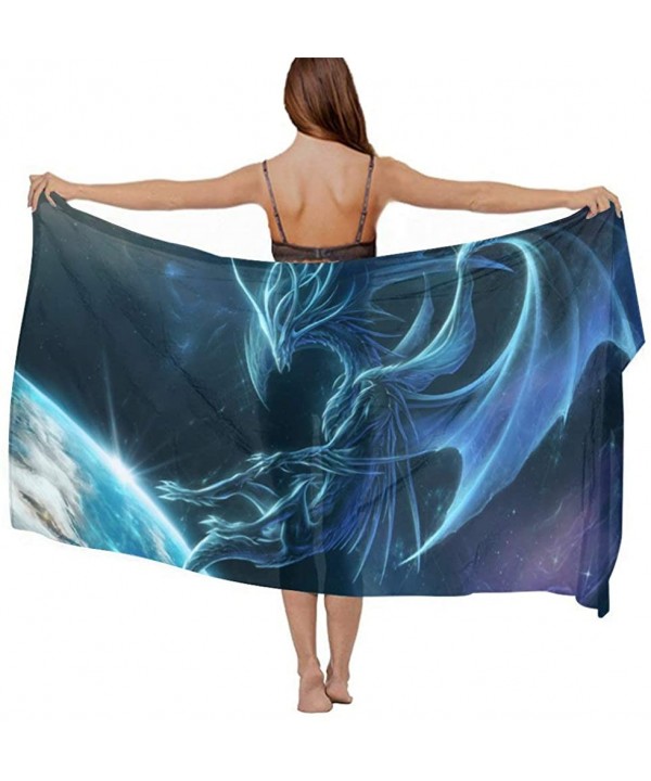 Women's Swimwear Cover Ups- Summer Vacation Beach Sarong Soft Shawl Wrap - Galaxy Cool Phoenix Bird Blue - CP19C6ND0N0 $28.75...