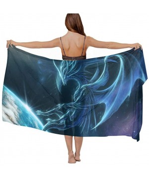 Women's Swimwear Cover Ups- Summer Vacation Beach Sarong Soft Shawl Wrap - Galaxy Cool Phoenix Bird Blue - CP19C6ND0N0 $28.75...