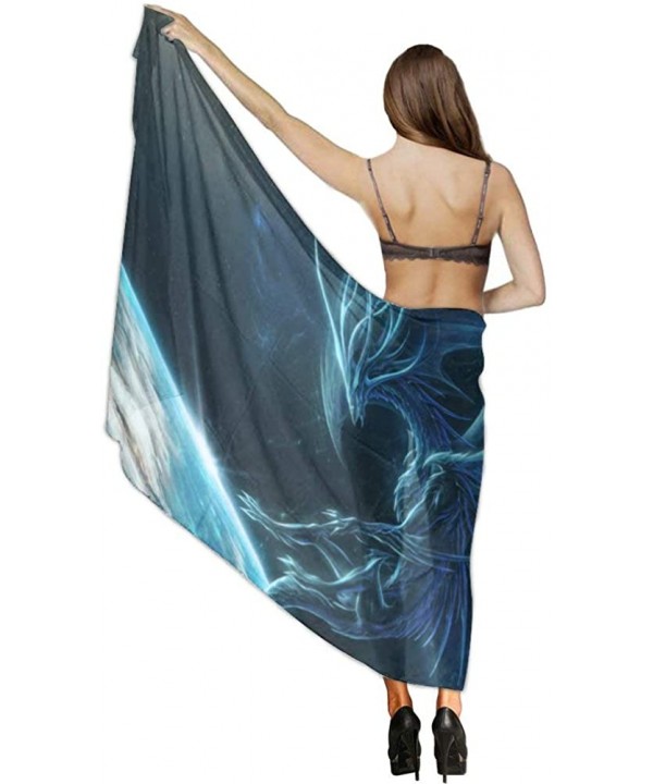 Women's Swimwear Cover Ups- Summer Vacation Beach Sarong Soft Shawl Wrap - Galaxy Cool Phoenix Bird Blue - CP19C6ND0N0 $28.75...