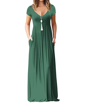 Women's Sleeveless Racerback and Long Sleeve Loose Plain Maxi Dresses Casual Long Dresses with Pockets - Green2 - C118S27EH6Y...