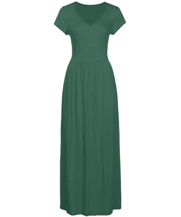 Women's Sleeveless Racerback and Long Sleeve Loose Plain Maxi Dresses Casual Long Dresses with Pockets - Green2 - C118S27EH6Y...