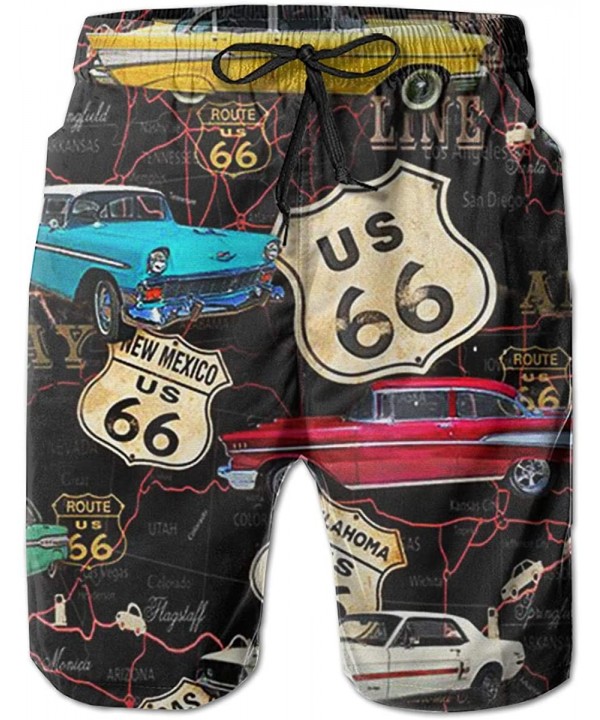 Men's Swim Trunks Route 66 Quick Dry Drawstring Surfing Beach Shorts with Pockets - White - CP18RXRKDQ0 $27.10-Trunks