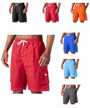 Men's Swim Trunks Quick Dry Beach Shorts Bathing Suits with Pockets - A-red - C618UNZTL6M $17.53-Trunks