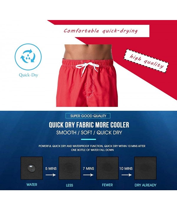 Men's Swim Trunks Quick Dry Beach Shorts Bathing Suits with Pockets - A-red - C618UNZTL6M $17.53-Trunks