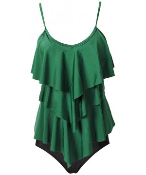 Two Piece Swimwear Pleated Three-Layer Ruffle Swimsuit Set Fashion Bathing Suit Summer Split Beachwear - Green - CP18TROWD57 ...