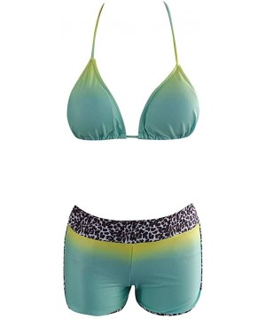 Women Two Piece with Racerback Tops Boyleg Short Swimsuits Sporty Bathing Swimwear - B-green - CM19654ZXRX $19.60-Sets