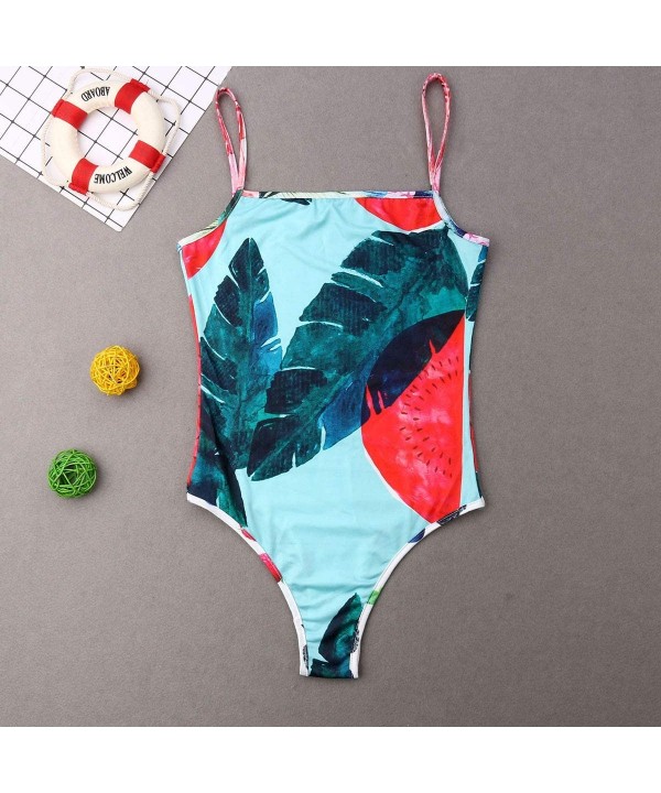 Mommy and Me Matching One Piece Swimsuit Family Floral Printed Spaghetti Strap Beach Wear Monokini Leaves (Girls) - C818OZ7WE...