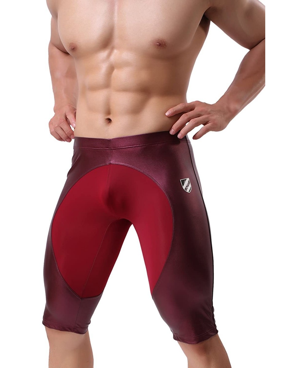 Men's Fashion Breathable Mesh Elastic Training Shorts Swim Trunks Beach Pants 2240 - Red - CC18GD45THR $15.61-Trunks