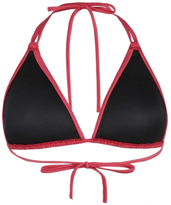 Women's Triangle Bikini Tops Push Up Ruched Halter Swimsuit Tops - Red - CR18U909LTO $18.39-Tops