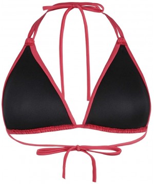 Women's Triangle Bikini Tops Push Up Ruched Halter Swimsuit Tops - Red - CR18U909LTO $18.39-Tops