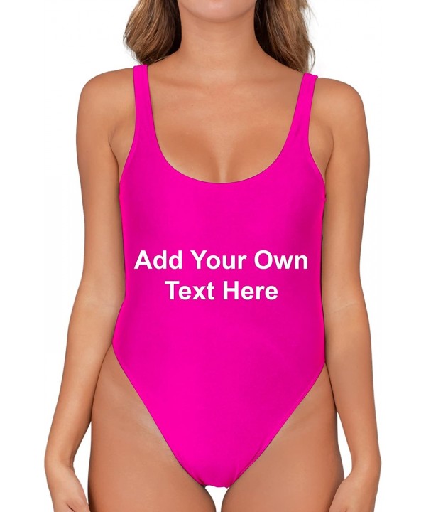 Custom Personalized Swimsuit Add Your Own Text One Piece Swimwear Bathing Suits - Pink - CY18H2DNNUS $36.23-One-Pieces