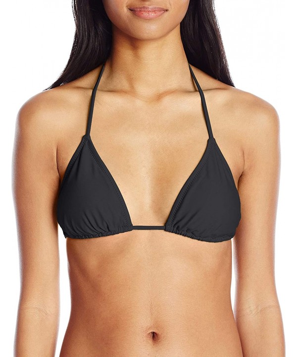 Women's Simply Solid Triangle Bikini Top - Black - C318C90CYLX $13.10-Tops