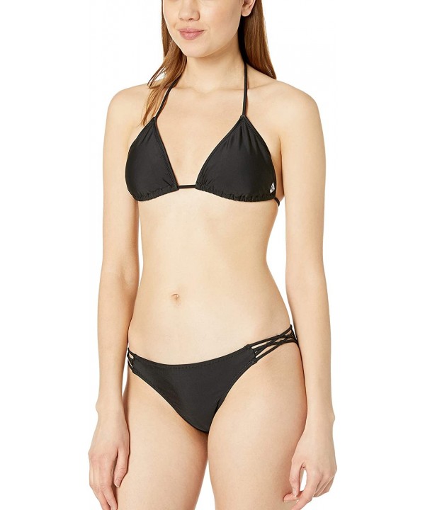 Women's Simply Solid Triangle Bikini Top - Black - C318C90CYLX $13.10-Tops