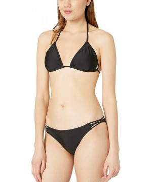 Women's Simply Solid Triangle Bikini Top - Black - C318C90CYLX $13.10-Tops