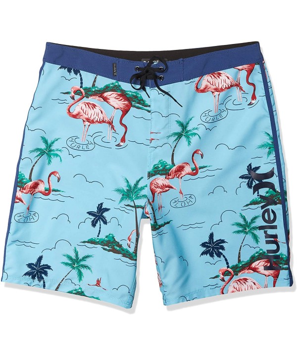 Men's Flamingo Stretch 20" Boardshort Swim Short - Indigo Force - CP18NY4I8AT $36.66-Board Shorts