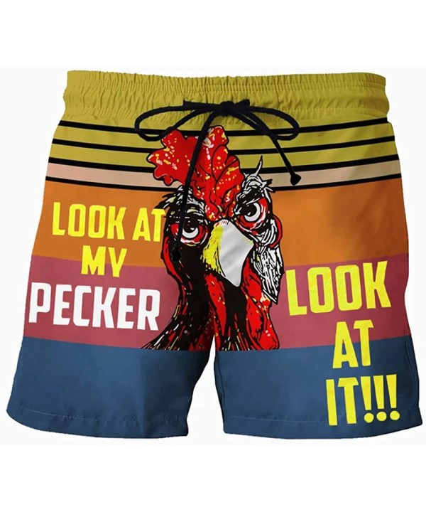 Men Drawstring Summer Beach Shorts- Cock Pecker Print Shorts Trouser Pants Swim Trunks Bermudas Shorts - Multi-i - CP19DERT7R...