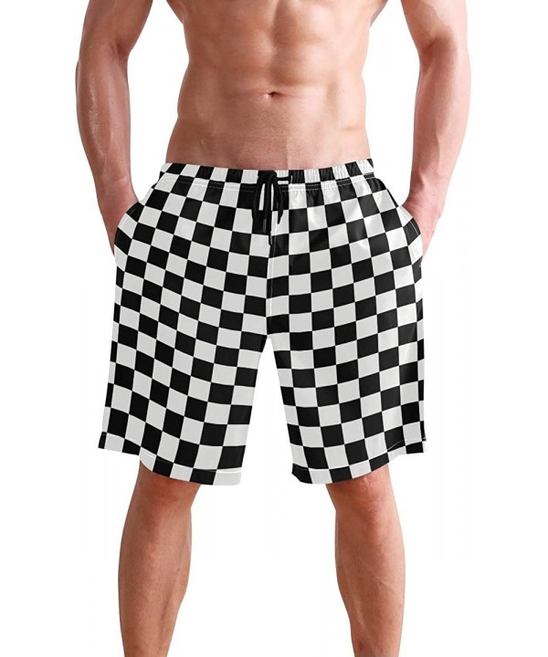 Men's Swim Trunks Honeycomb Periodic Table Rainbow Quick Dry Beach Board Shorts with Pockets - Waving Checkered Flag Car Raci...