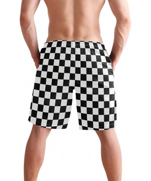 Men's Swim Trunks Honeycomb Periodic Table Rainbow Quick Dry Beach Board Shorts with Pockets - Waving Checkered Flag Car Raci...