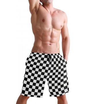 Men's Swim Trunks Honeycomb Periodic Table Rainbow Quick Dry Beach Board Shorts with Pockets - Waving Checkered Flag Car Raci...