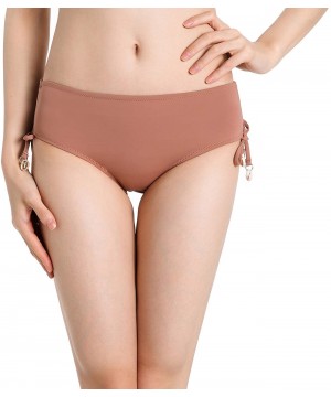 Bikini Bottoms with Side Ties- Adjustable Swimwear for Women- Bathing Suits Swimsuits Bottom - Brown - CC194TSM7H6 $17.56-Tan...