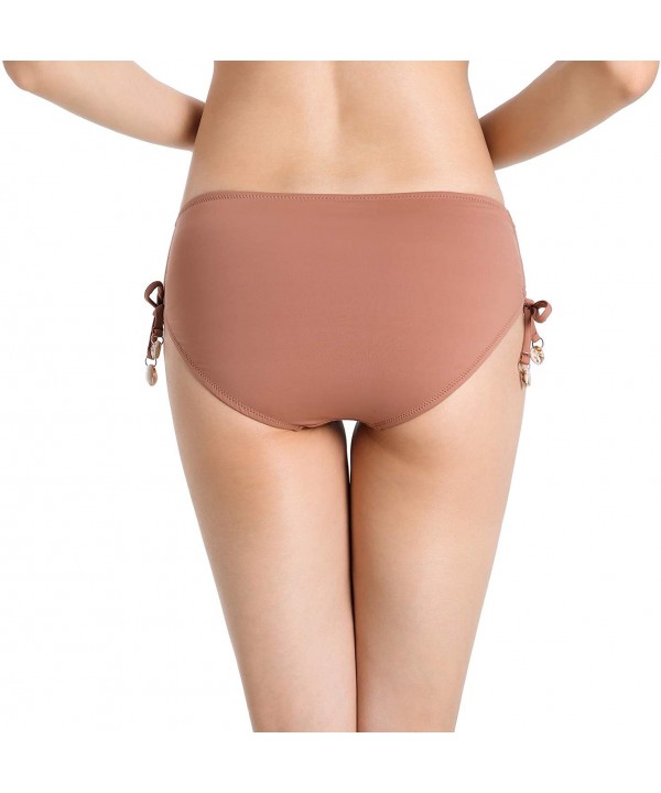 Bikini Bottoms with Side Ties- Adjustable Swimwear for Women- Bathing Suits Swimsuits Bottom - Brown - CC194TSM7H6 $17.56-Tan...