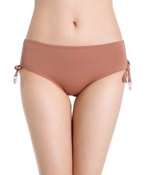 Bikini Bottoms with Side Ties- Adjustable Swimwear for Women- Bathing Suits Swimsuits Bottom - Brown - CC194TSM7H6 $17.56-Tan...