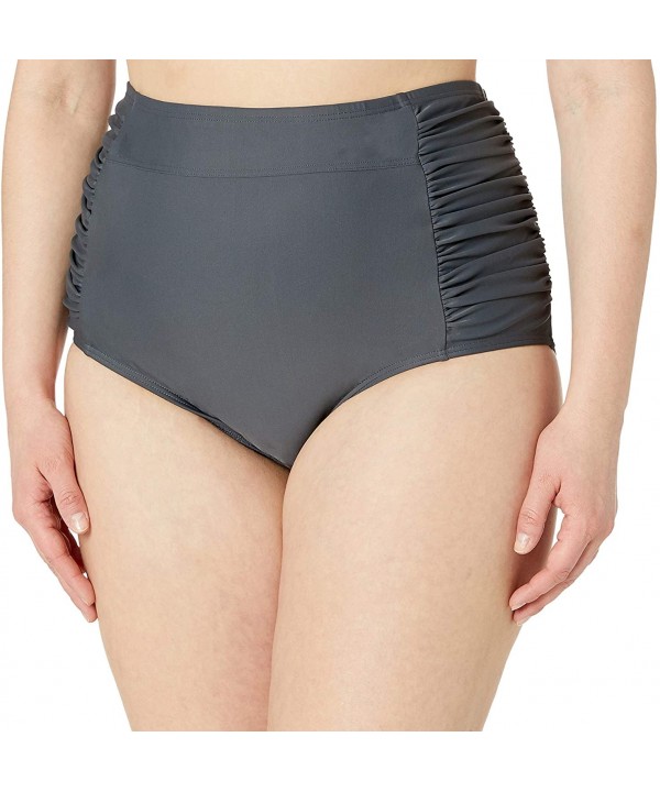 Plus Size Bikini Bottom - Asphalt Shirred Side - CM1896Q6MLG $38.36-Tankinis