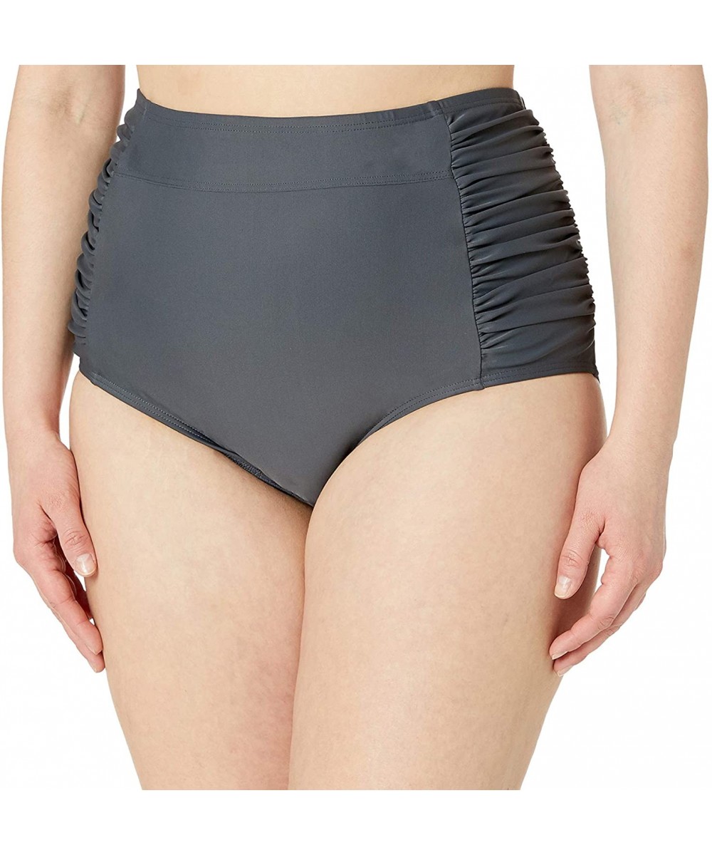 Plus Size Bikini Bottom - Asphalt Shirred Side - CM1896Q6MLG $38.36-Tankinis