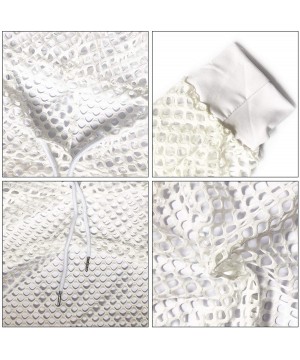 Women's Sexy Fishnet Hooded See Through Sheer Pure Mesh Crop Top - White B - CM18RXQQMHC $17.56-Cover-Ups