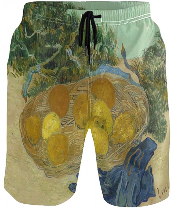 Still Life of Oranges Lemons Blue Gloves Vincent Van Gogh Men's Swim Trunks Quick Dry Shorts with Pockets - CP199REDI5U $25.7...