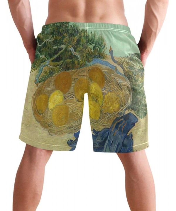 Still Life of Oranges Lemons Blue Gloves Vincent Van Gogh Men's Swim Trunks Quick Dry Shorts with Pockets - CP199REDI5U $25.7...