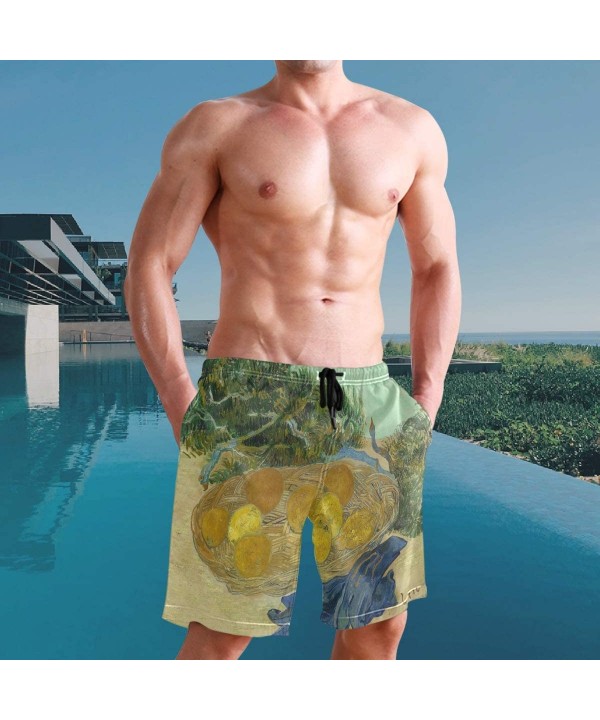 Still Life of Oranges Lemons Blue Gloves Vincent Van Gogh Men's Swim Trunks Quick Dry Shorts with Pockets - CP199REDI5U $25.7...