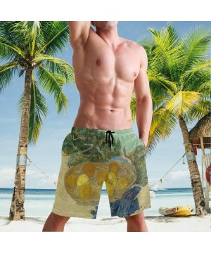 Still Life of Oranges Lemons Blue Gloves Vincent Van Gogh Men's Swim Trunks Quick Dry Shorts with Pockets - CP199REDI5U $25.7...