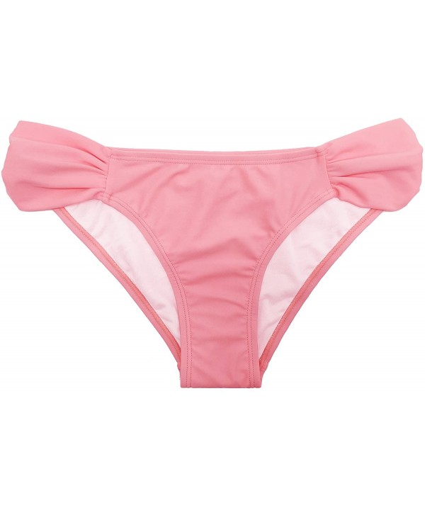 Swimwear Shirred Side Low-Rise Hipster Bikini Bottom for Women - Dirty Pink - CB186C4ZAT6 $19.81-Tankinis