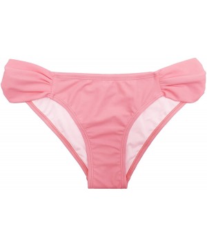 Swimwear Shirred Side Low-Rise Hipster Bikini Bottom for Women - Dirty Pink - CB186C4ZAT6 $19.81-Tankinis