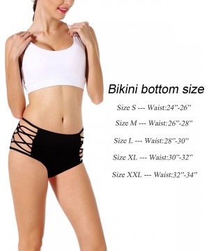 Sexy Women's High Waisted Bikini Bottoms Swim Shorts Strappy Brief Tankini Swimsuit - Black - CN18EOTW4IW $8.24-Sets