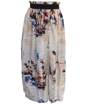 Women Boho Dress Floral Print Chiffon Maxi Skirt Vintage Flowy Long Beach Skirt Maxi Dress - White - CP199ATLOZR $22.33-Cover...