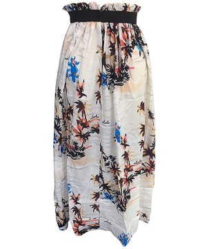 Women Boho Dress Floral Print Chiffon Maxi Skirt Vintage Flowy Long Beach Skirt Maxi Dress - White - CP199ATLOZR $22.33-Cover...