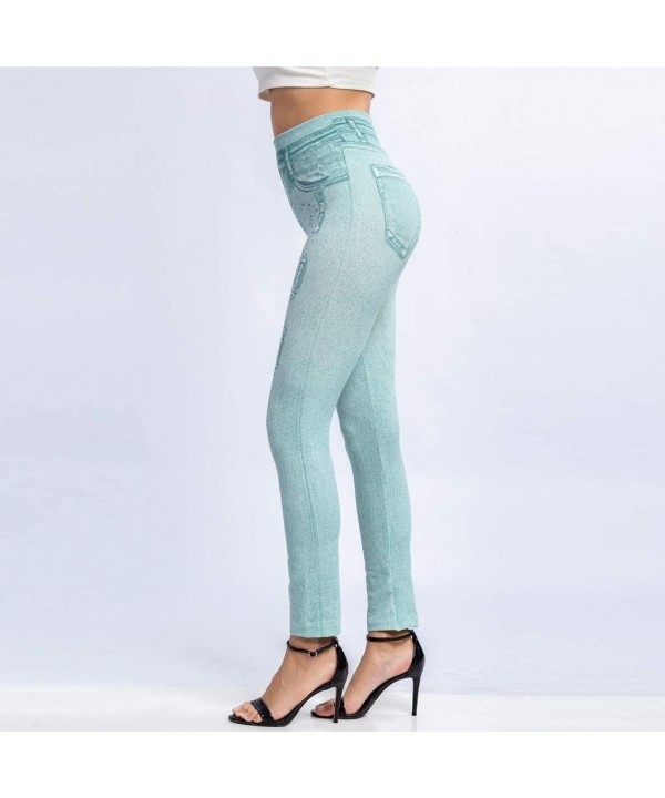 2020 Fashion Leggings for Women High Waist Print Jeggings Womens Juniors Classic Imitate Denim Skinny Jeans Green - CY196OSYX...